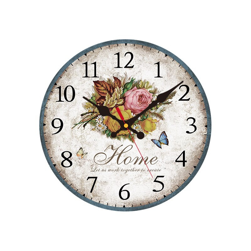 12 colių tylus medinis sieninis laikrodis su baterijomis maitinamas dekoratyvinis kvarcinis laikrodis, skirtas svetainei miegamajam namų kaimiškam dekoravimui