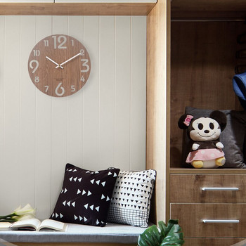 3D стенен часовник дървен модерен дизайн Nordic Brief Декорация на всекидневна Кухненски часовник Art Hollow Wall Watch Home Decor 12 инча