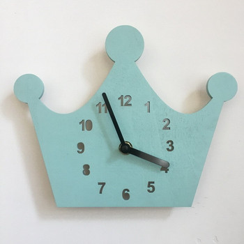 Момичета Корона Детска стая Безшумен часовник Махало Дървена декорация на стена Часовник Детски домашен часовник Розово Зелено Виолетово
