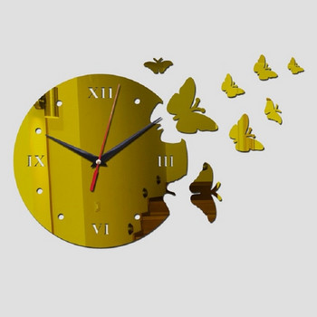 Стенни часовници Акрил Нов дизайн Европейски стил Кварцови часовници за декорация на пеперуди за всекидневна Направи си сам Огледален материал Стикер