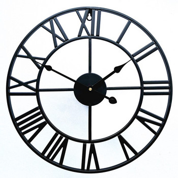 40/47/60/80 см 3D голям ретро метален стенен часовник Стенен железен кръгъл кух часовник Скандинавски часовник с римски цифри Декорация на дома