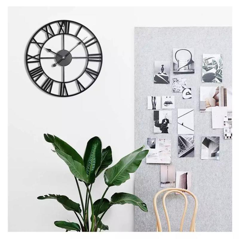 40/47/60/80cm 3D nagy retro fém falióra falra szerelhető vas kerek üreges óra skandináv római számokkal ellátott óra lakásdekoráció