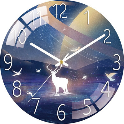 „Golden Deer“ prabangus laikrodis sieninis laikrodis Svetainė Šiaurės šalių buitinė mada 3D stiklas, be smūgių, lengvas tylus laikrodis, paprastas kvarcas