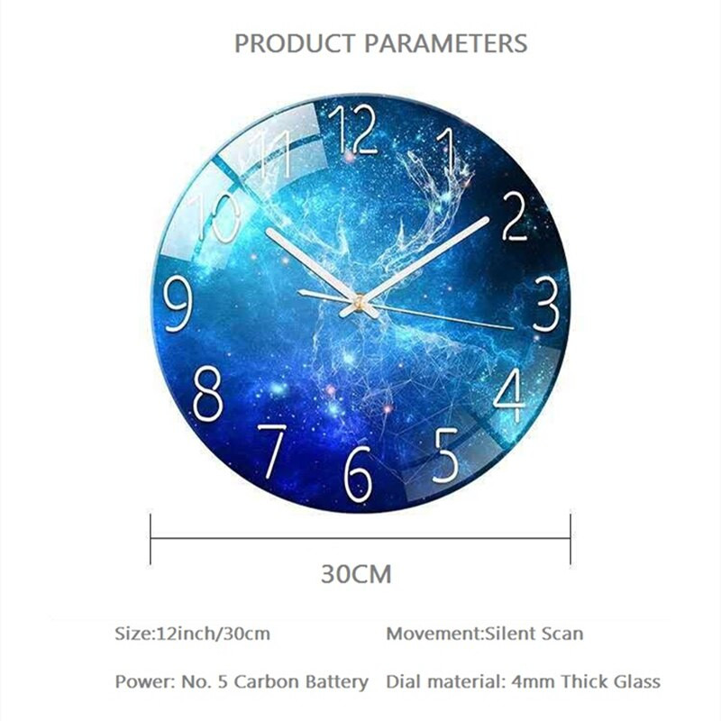 „Golden Deer“ prabangus laikrodis sieninis laikrodis Svetainė Šiaurės šalių buitinė mada 3D stiklas, be smūgių, lengvas tylus laikrodis, paprastas kvarcas