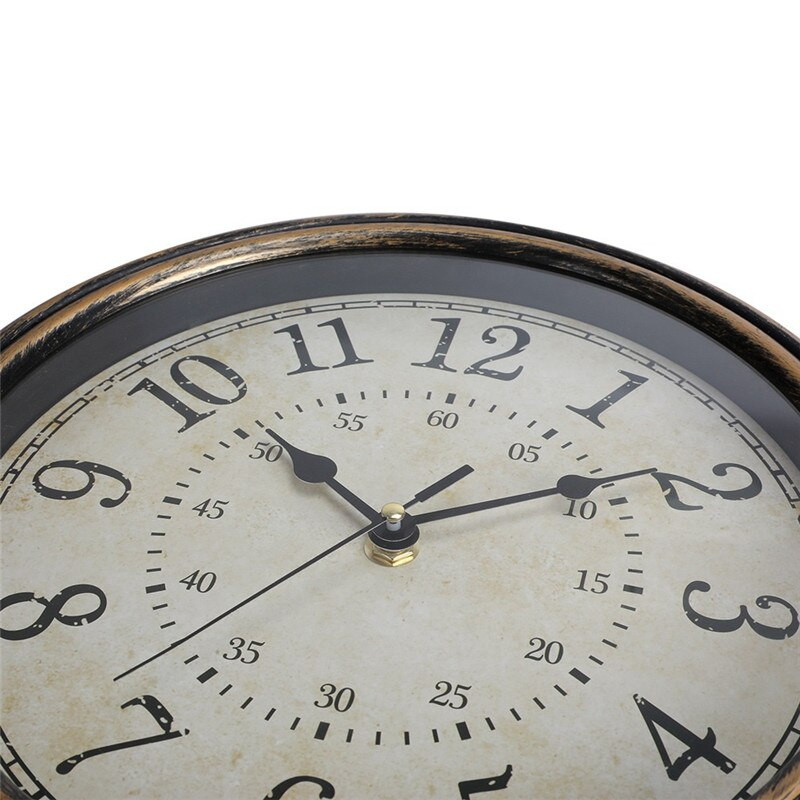12 hüvelykes csendes falióra Antik kopott művészeti stílusú Kreatív Retro kvarc órák Vintage Horloges Reloj Pared Klok Nappali