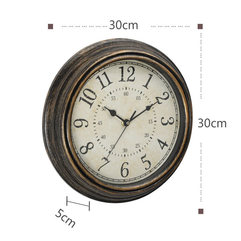 12 hüvelykes csendes falióra Antik kopott művészeti stílusú Kreatív Retro kvarc órák Vintage Horloges Reloj Pared Klok Nappali