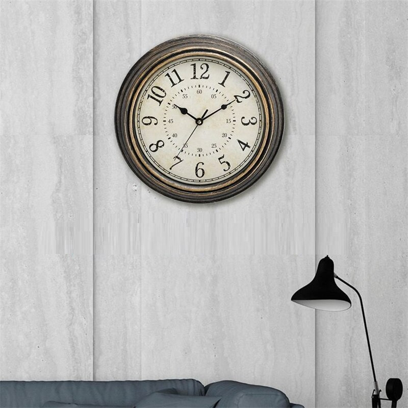 12 hüvelykes csendes falióra Antik kopott művészeti stílusú Kreatív Retro kvarc órák Vintage Horloges Reloj Pared Klok Nappali