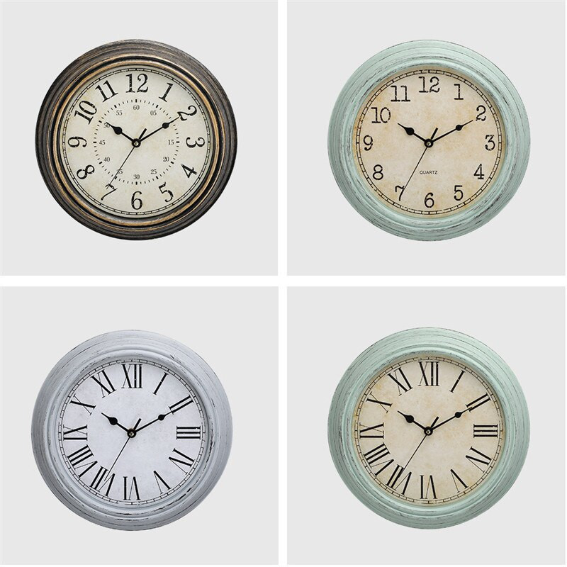 12 hüvelykes csendes falióra Antik kopott művészeti stílusú Kreatív Retro kvarc órák Vintage Horloges Reloj Pared Klok Nappali