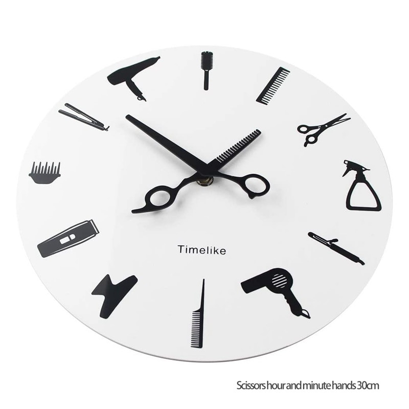 Időszerű fodrász stylist eszközök Falióra Modern 3D Kvarc Nem ketyeg Szépség Fodrászat Órák Óra lakberendezési ajándéknak