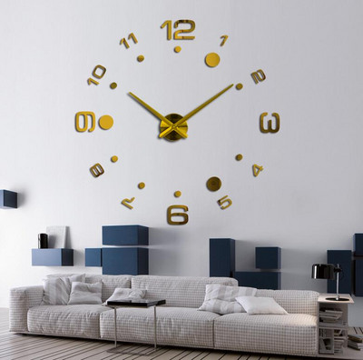 Divat barkácsolt 3d falióra design akril tükörórák Európa matricák nagy, dekoratív falra szerelt házóra