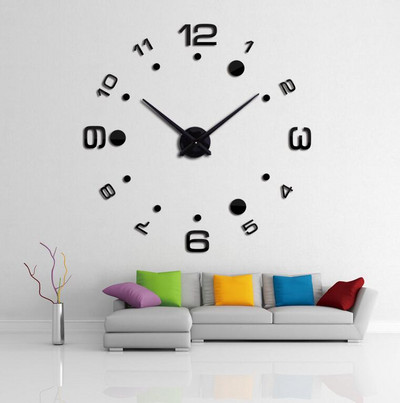 Divat barkácsolt 3d falióra design akril tükörórák Európa matricák nagy, dekoratív falra szerelt házóra