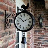Zidni sat za vanjski vrt Zidni sat za stanicu s dvije strane Cockerel Vintage Retro Home Decor