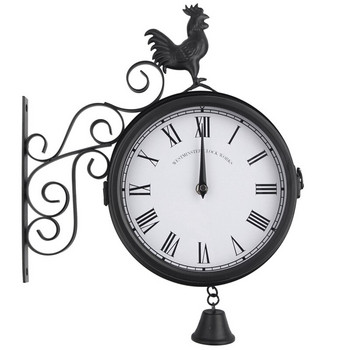 Стенен часовник Външен градински стенен часовник Двустранен петел ретро ретро домашен декор