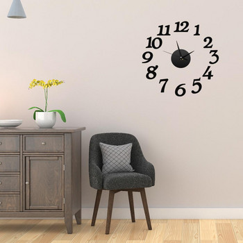 3D голям стикер за стенен часовник Акрилен безшумен цифров голям DIY самозалепващ се модерен дизайн за декор на стая за домашен офис