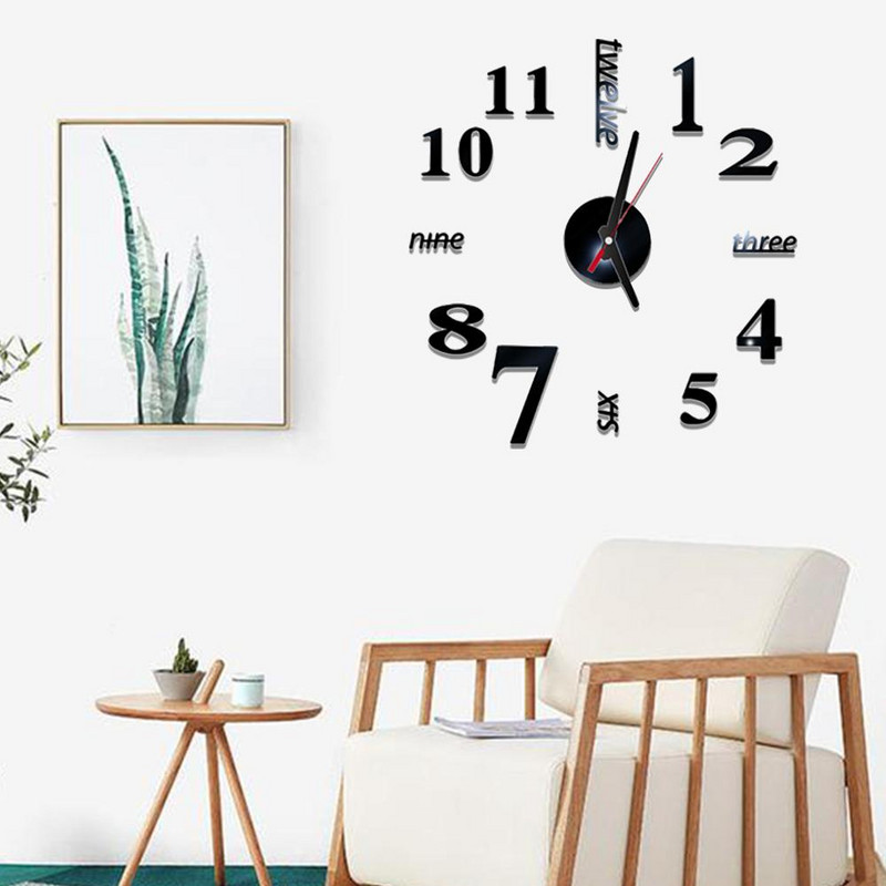 3D nagy falióra matrica akril csendes digitális nagy barkácsolás öntapadó modern design szoba otthoni irodai dekorációhoz