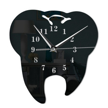 Стоматология на зъбите с огледален ефект Стенен часовник Лазерно рязане Декоративна Стоматологична клиника Декорация на офиса Грижа за зъбите Подарък за стоматологичен хирург