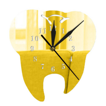Стоматология на зъбите с огледален ефект Стенен часовник Лазерно рязане Декоративна Стоматологична клиника Декорация на офиса Грижа за зъбите Подарък за стоматологичен хирург