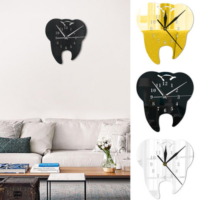 Mirror Effect Tooth Dentistry Ρολόι τοίχου Laser Cut Διακοσμητικό Οδοντιατρείο Διακόσμηση γραφείου Φροντίδα δοντιών Δώρο οδοντιάτρου