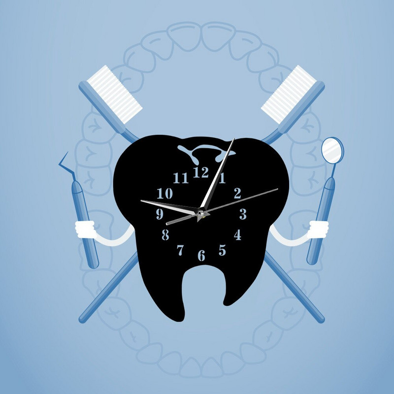 Veidrodinio efekto Dantų Odontologija Sieninis laikrodis Pjovimas lazeriu Dekoratyvinė odontologijos klinika Biuro apdaila Dantų priežiūra Dantų chirurgo dovana