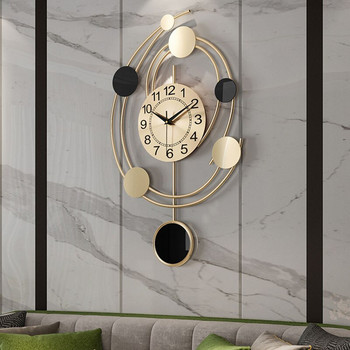 Механичен луксозен гигантски стенен часовник Модерен дизайн Безшумен златен стенен часовник Метален стенен арт Wandklok Домашен стенен часовник за всекидневна