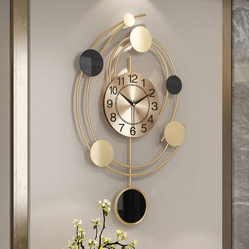 Механичен луксозен гигантски стенен часовник Модерен дизайн Безшумен златен стенен часовник Метален стенен арт Wandklok Домашен стенен часовник за всекидневна