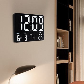 LED цифров стенен часовник Дисплей за температура, дата и ден Електронен LED часовник с дистанционно управление за декорация на домашна всекидневна