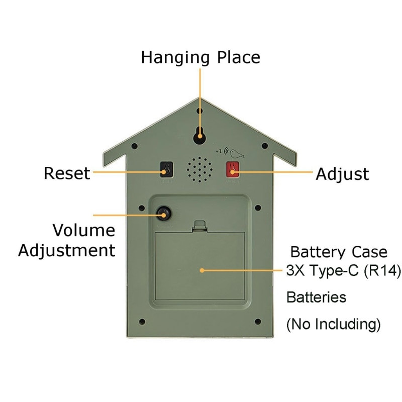 3 spalvų modernus plastikinis paukščių gegutės dizaino kvarcinis sieninis laikrodis Laikmatis Kvarcinis sieninis laikrodis namų biuro dekoravimui