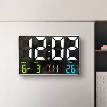 Дистанционно управление Електронен часовник Голям екран Опростен стил Стенен часовник за всекидневна Светлочувствителни цифрови LED будилници