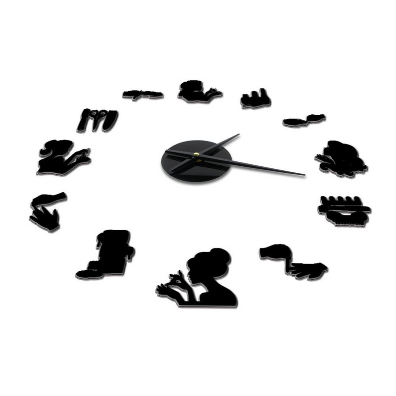 Köröm szépségszalon fali matricák dekoráció falióra köröm eszközök lakk smink manikűr akril tükör fali művészet barkácsolás óriási fali óra