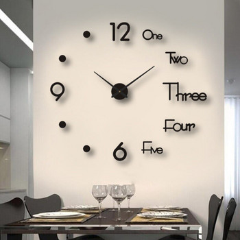 Нов креативен 3D светещ стикер за стенен часовник за всекидневна Направи си сам стикер за стена Часовник Mute Цифров часовник Стенен часовник Декорация на дома