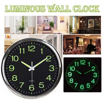 12-инчов светещ минималистичен стенен часовник, модерен дизайн, бял кварц, прости светещи висящи часовници, спалня, хол, декорация