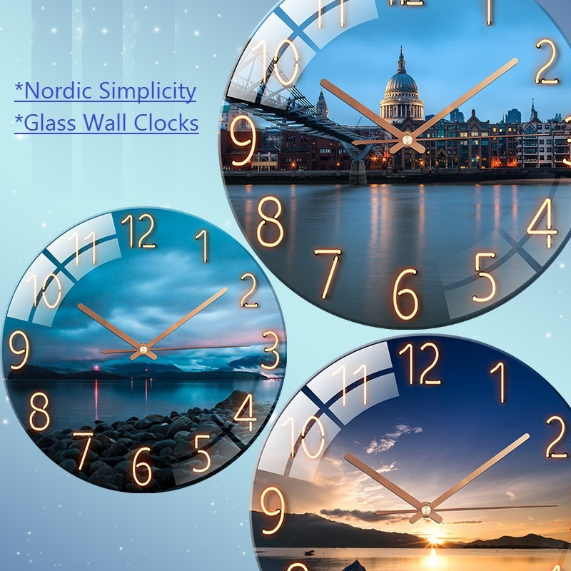 Fantāzijas tauriņš Mūsdienīgs sienas pulksteņa ciparnīca Guļamistabas dekors Stikls Gaišs Luksusa Ainava Pulksteņi Mājas Dekors Mēma kustība Klok Pared