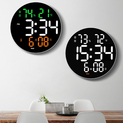 Ρολόι τοίχου LED 10 ιντσών Led Large Clock Mute Ψηφιακή θερμοκρασία και υγρασία Ηλεκτρονικό ρολόι Μοντέρνα διακόσμηση σαλονιού