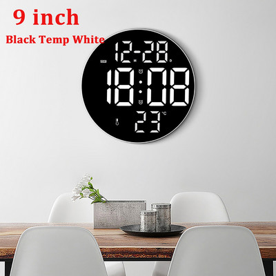 Kerek 3D LED falióra nagy képernyő Hőmérséklet dátum Nappali kijelző Elektronikus digitális órák Fali lakberendezés távirányítóval