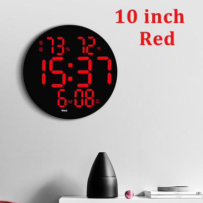 Kerek 3D LED falióra nagy képernyő Hőmérséklet dátum Nappali kijelző Elektronikus digitális órák Fali lakberendezés távirányítóval