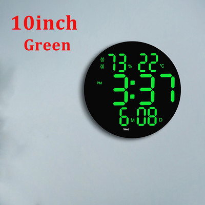 Kerek 3D LED falióra nagy képernyő Hőmérséklet dátum Nappali kijelző Elektronikus digitális órák Fali lakberendezés távirányítóval