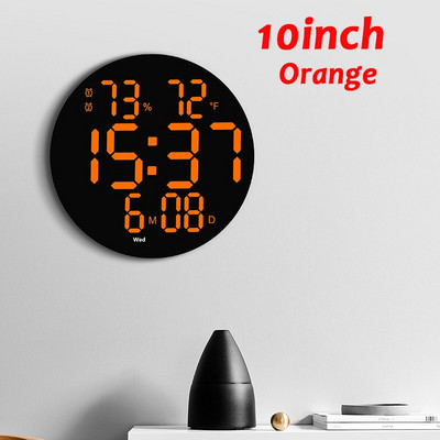 Kerek 3D LED falióra nagy képernyő Hőmérséklet dátum Nappali kijelző Elektronikus digitális órák Fali lakberendezés távirányítóval