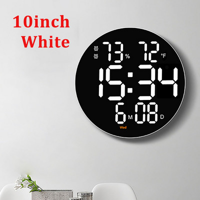 Kerek 3D LED falióra nagy képernyő Hőmérséklet dátum Nappali kijelző Elektronikus digitális órák Fali lakberendezés távirányítóval