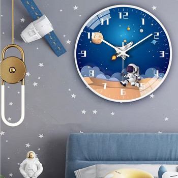 8-инчов креативен детски стенен часовник безшумно движение стенен часовник астронавт изследване на космоса декорация на спалня кварцов часовник подарък за деца
