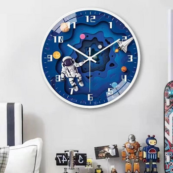 8 ιντσών Δημιουργικό παιδικό ρολόι τοίχου Αθόρυβη κίνηση Ρολόι τοίχου Αστροναύτης Εξερεύνηση Χώρου Διακόσμηση κρεβατοκάμαρας Χαλαζίας Παιδικό δώρο