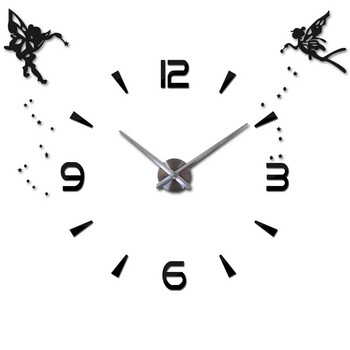 Акрилен Направи си сам голям часовник с модерен дизайн Безшумен кварцов самозалепващ се ангелски стикер 3D цифров стенен часовник за декор на всекидневна