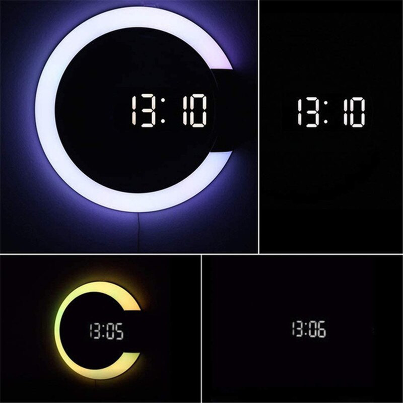 LED-es digitális 3D-s asztali falióra színváltoztató fényerő-szabályozó ébresztő szundi otthoni dekoráció Modern dizájn éjszakai lámpa nappali dekorációhoz