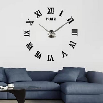 Римски цифри Стенен часовник с букви Кварцов 3D Направи си сам Декоративни кухненски часовници Акрилни огледални стикери Стенен часовник Домашен декор