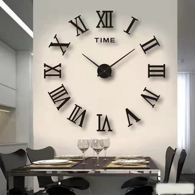 Римски цифри Стенен часовник с букви Кварцов 3D Направи си сам Декоративни кухненски часовници Акрилни огледални стикери Стенен часовник Домашен декор