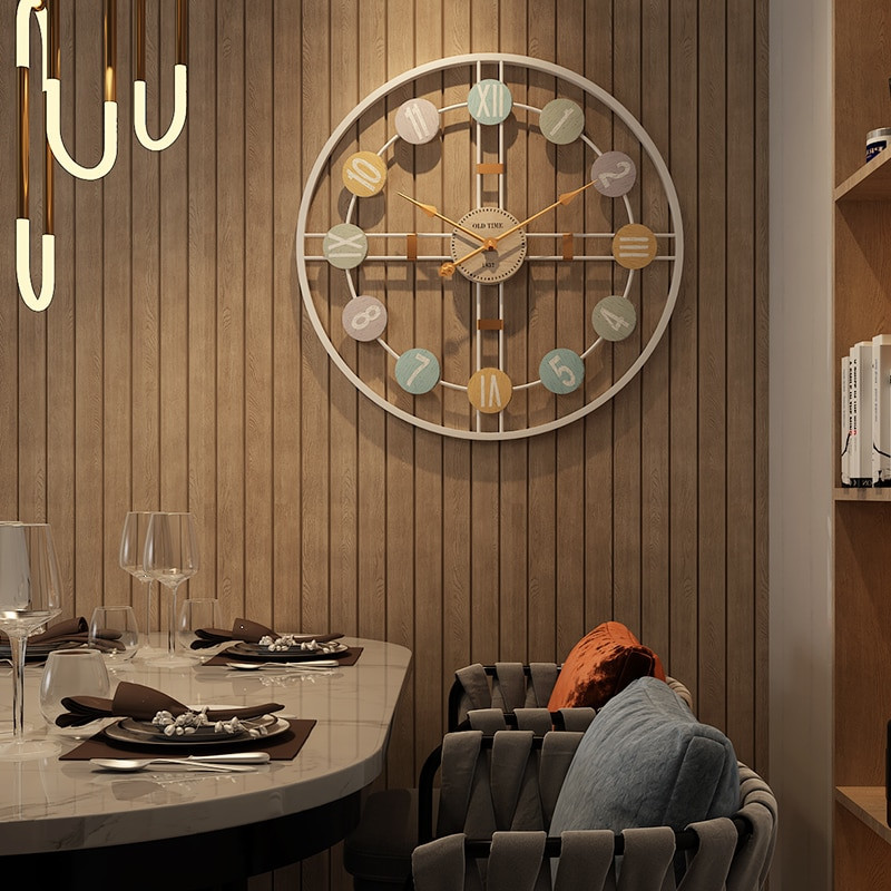 Suur metallist seinakell Vanaaegne seinakell Mute digitaalkellad Ruumide sisustusmehhanism Moodne disain Kodukaunistamise tarvikud
