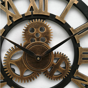 Стенен часовник в индустриален стил Ретро стенен часовник с индустриално оборудване Декоративен индустриален стенен часовник 30 см 34 см 40 см (без батерия)