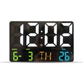 Стенен часовник с LED голям екран, сензор за светлина, температура, дата, изключване, памет, настолен часовник с дистанционно управление, електронен стенен часовник