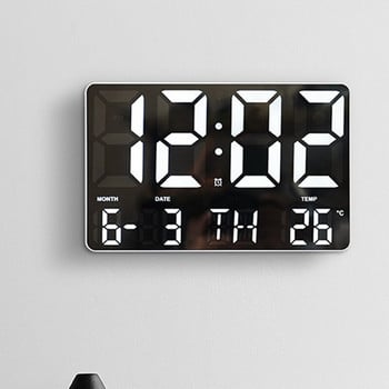 Стенен часовник с LED голям екран, сензор за светлина, температура, дата, изключване, памет, настолен часовник с дистанционно управление, електронен стенен часовник