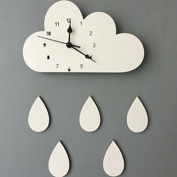 Скандинавски дъждовен стенен часовник Сладък облак с форма на дъга Дъждовна стая Бебешка стая Деца Момичета Дърво без звук Часовник Спалня 2022 г.