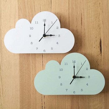 Скандинавски дъждовен стенен часовник Сладък облак с форма на дъга Дъждовна стая Бебешка стая Деца Момичета Дърво без звук Часовник Спалня 2022 г.